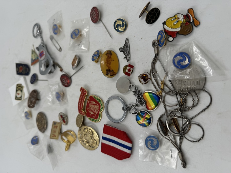 Lott m/pins/ medaljer etc