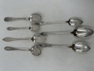7 stk gamle spiseskjeer i sølv 