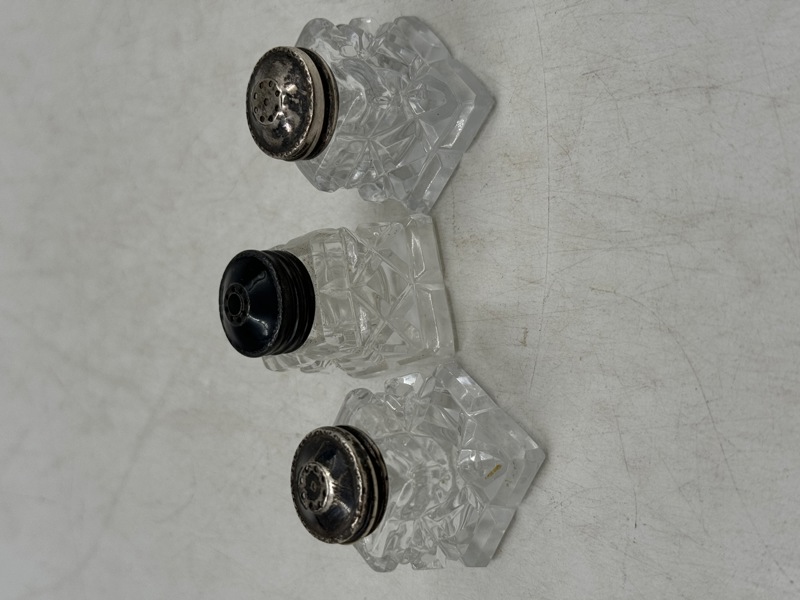 Salt/ Pepper i glass sølv