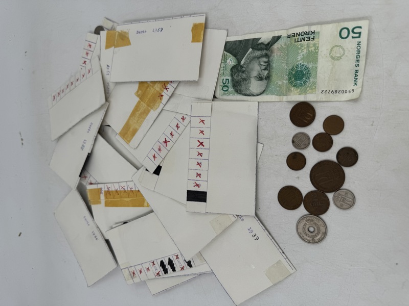 Norsk Mynt lott i papp lommer + 50 kr seddel 2008