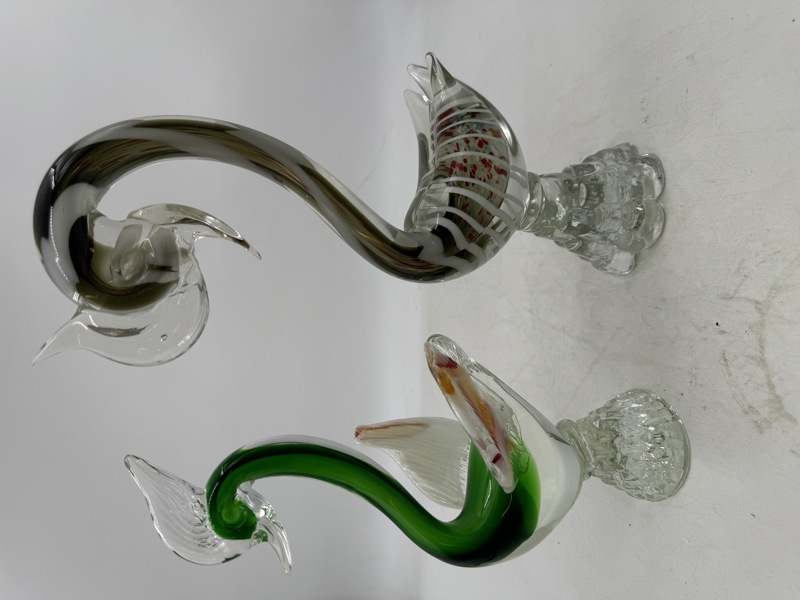 2 stk Glasskulptur av svane