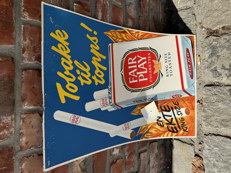 Flott Gml Fair Play plakat 50 tallet