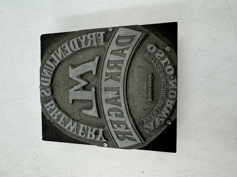 Unik! Gml Trykkplate/ stempel fra Frydenlunds bryggeri