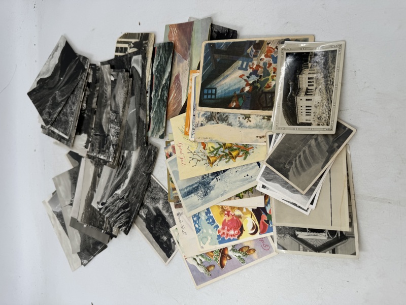 Lott med div postkort + noe bilder