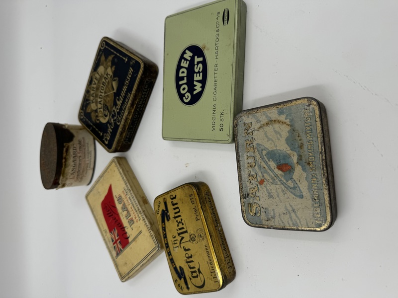 6 stk Gamle Tobakkesker 