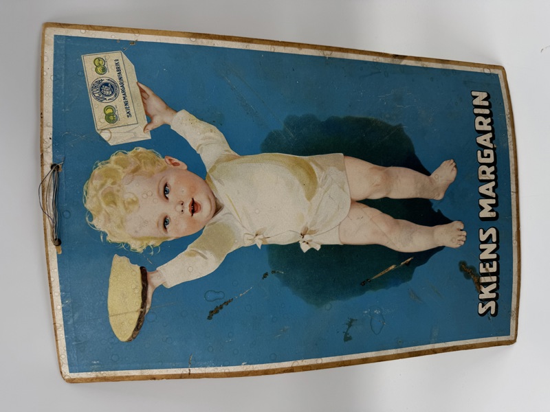 Sjelden 110 år gml Skiens margarin Plakat