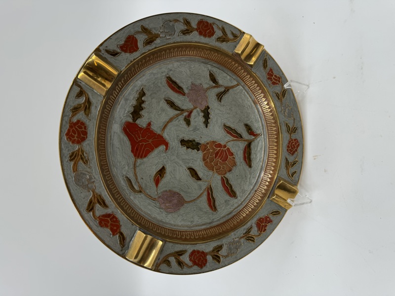 Indisk fat/askebeger Dekor på bronse