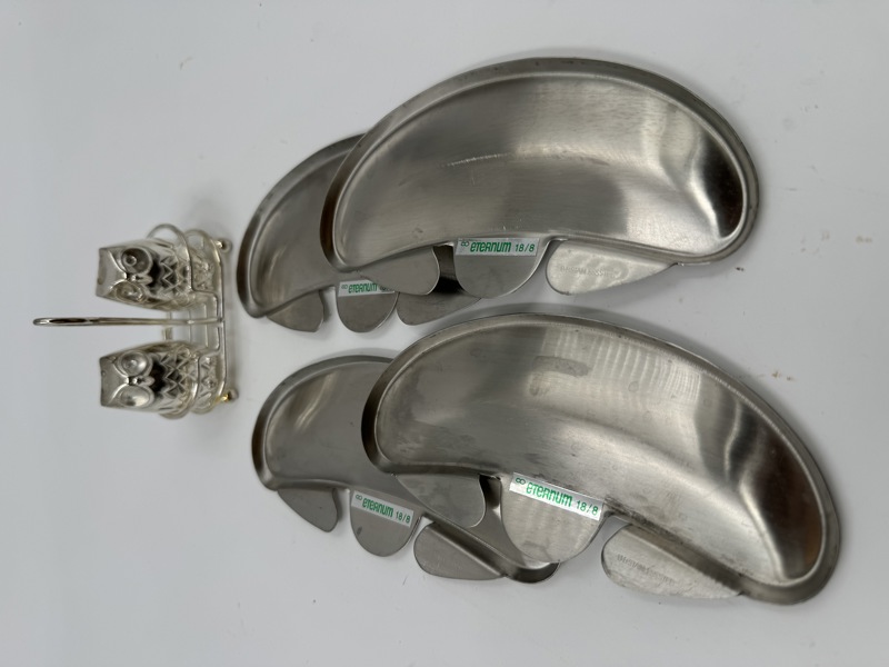 Sølvplett - Salt/ pepper+ holder til fiskeben ( Nytt)