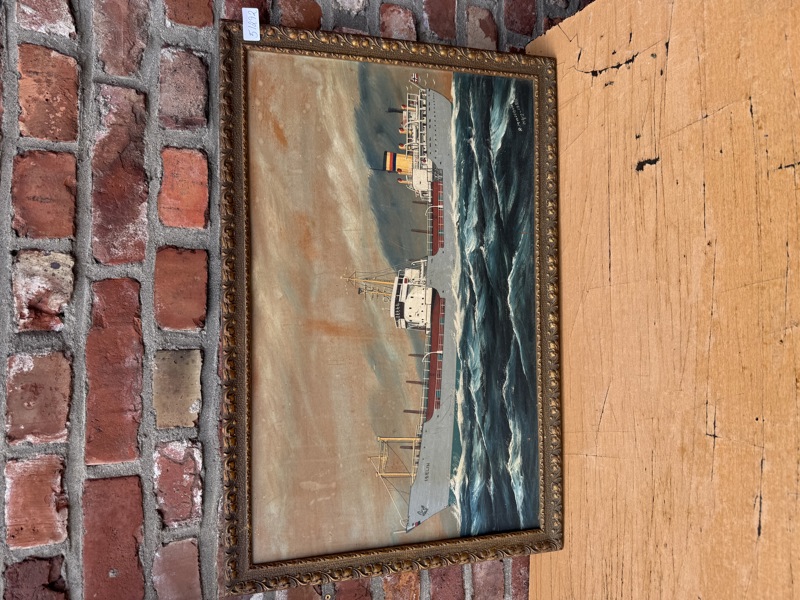 Båt maleri signert på plate 56