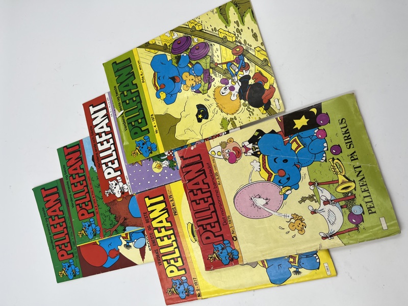 Tegneserie- 6 stk Pellefant 75-80