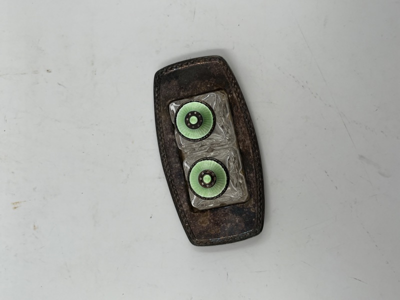 Salt/Pepper i sølv på brett ( sølvplett)