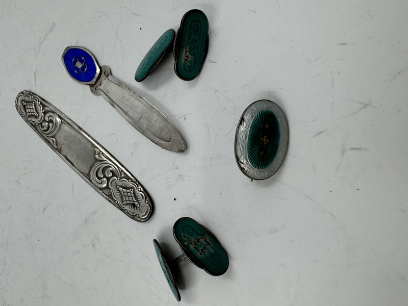 Lott sølv div bokmerke osv