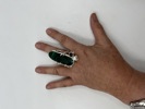 Stor Ring Malakitt, stein, perle