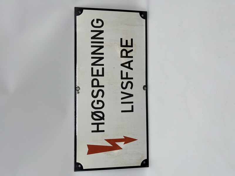 Emaljeskilt Høgspenning Livsfare