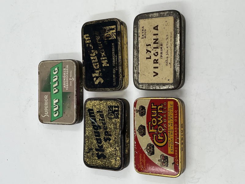 6 stk Tobakksbokser med lokk