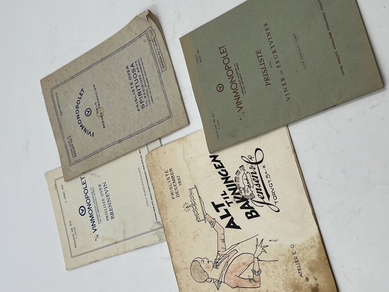 4 stk eldre prislister