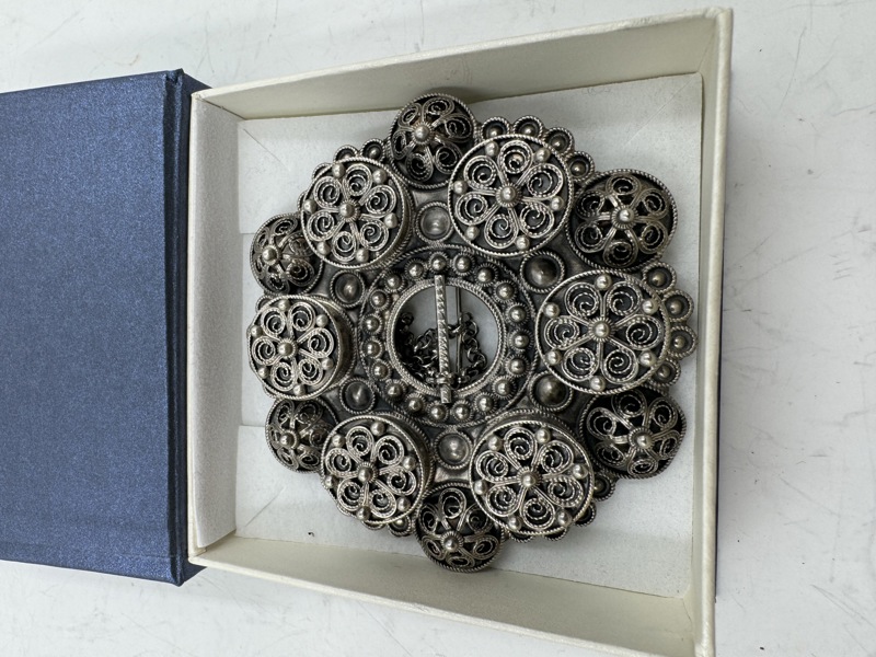 Gammel Bolesølje forgyldt sølv + sølvkjede