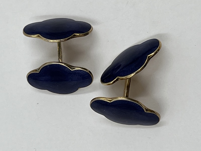 2 stk Mansjettknapper i sølvemalje