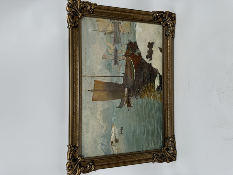 Flott eldre oljemaleri på lerret.