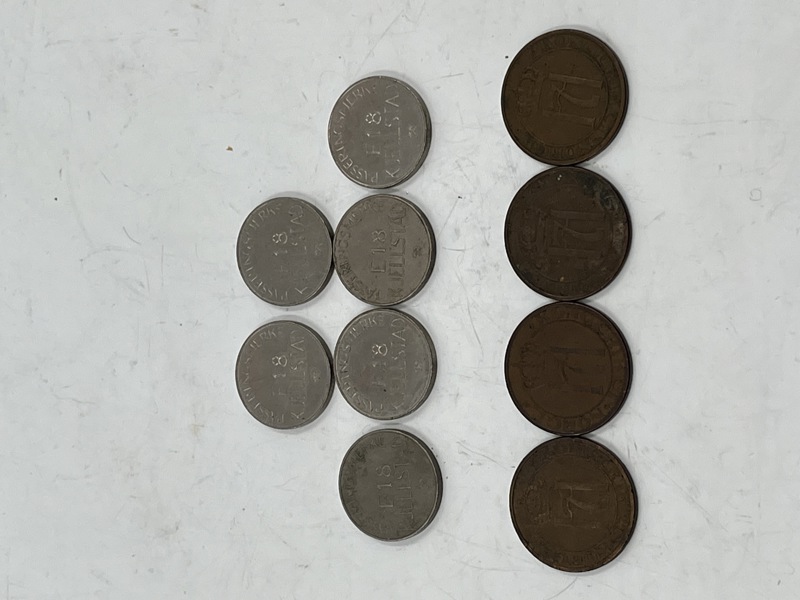 6 Polletter fra Kjellestadbommen i drammen + 4 stk femører fra 1941