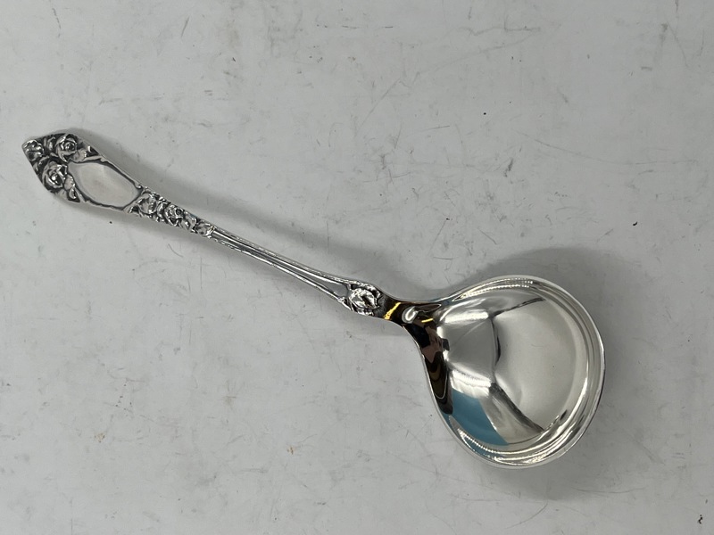 Sølv- Stor Kompottskje Rose 