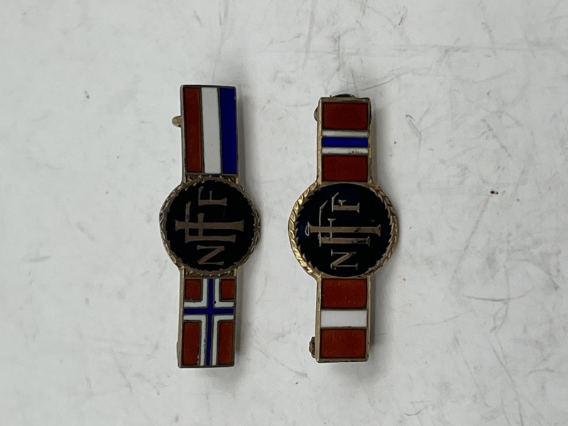 2 stk Uvanlige Norges Fridrett s forbunds nåler emaljerte