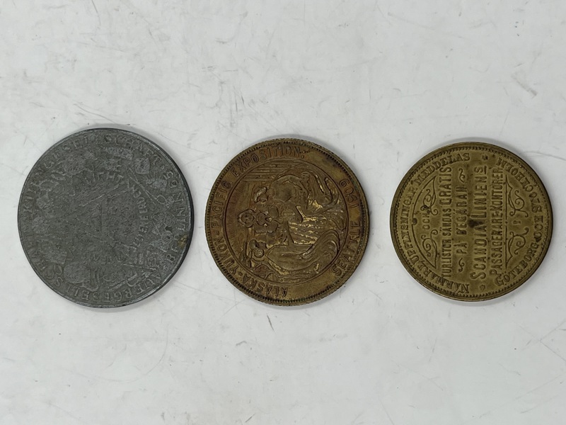 3 uvanlige gml mynt/medaljer