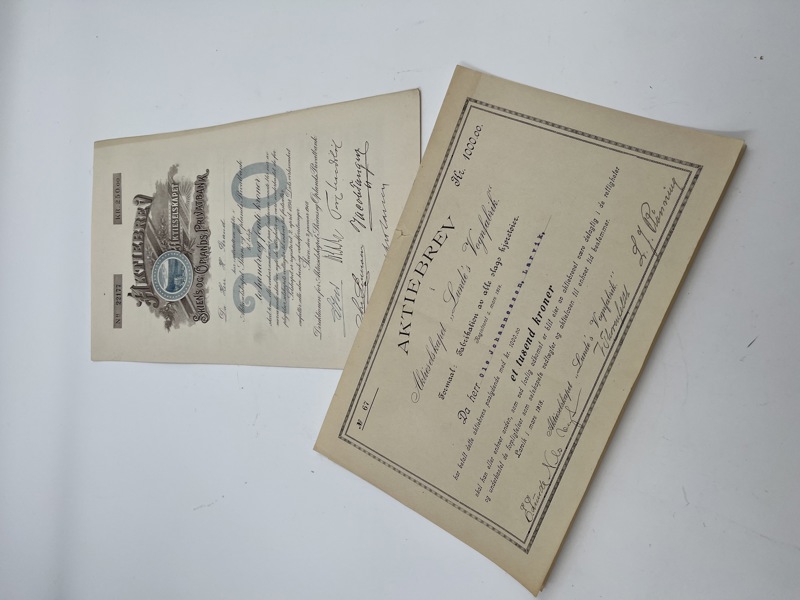 2 stk Gamle aktiebrev