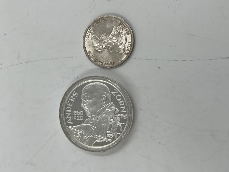 2 stk Sølvmynter