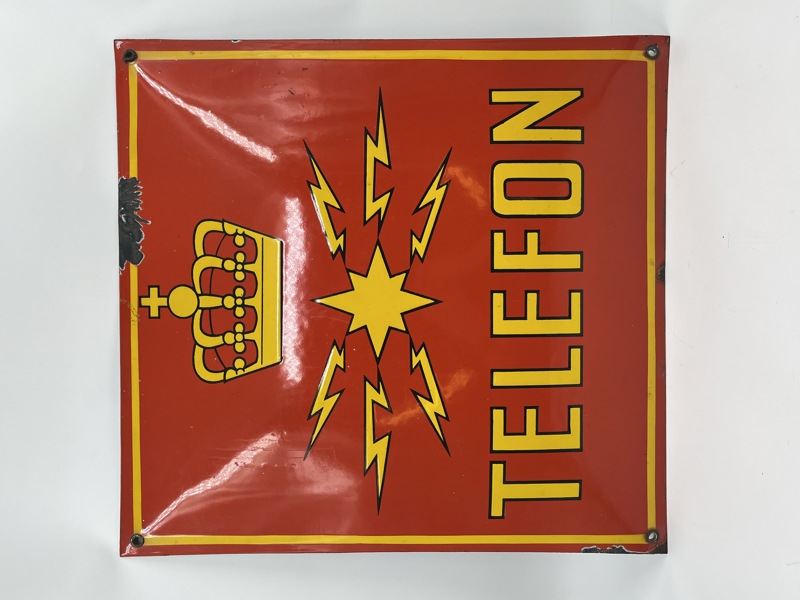 Telefon Emaljeskilt 30-40 tallet