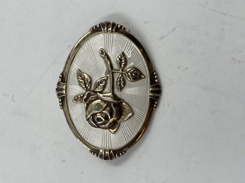 Flott emalje brosje i sølv.