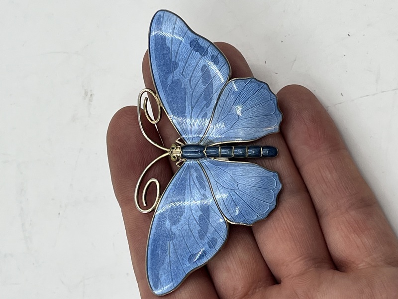 Flott brosje i sølv emalje 