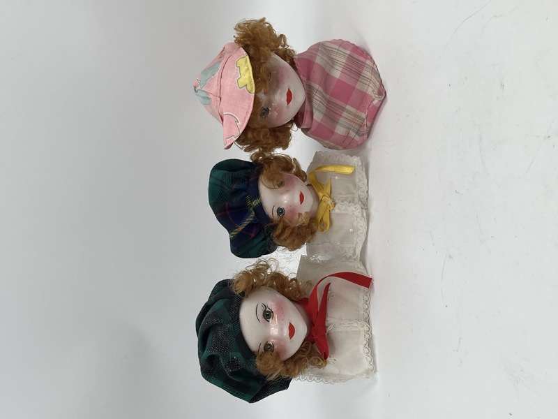 3 stk dukke hode i porselen