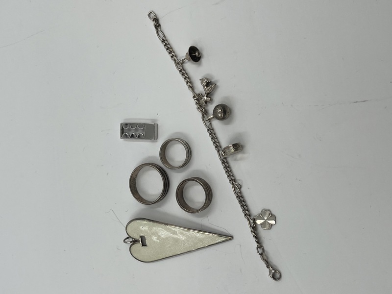 Lott sølv ringer / div annet sølv 