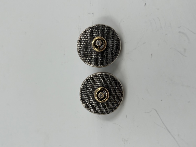 Sølv ørepynt med gull og diamanter 0,06 ct