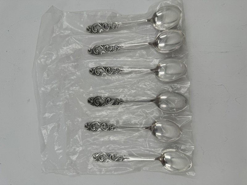 Sølv - 6 stk Telesølv teskjeer