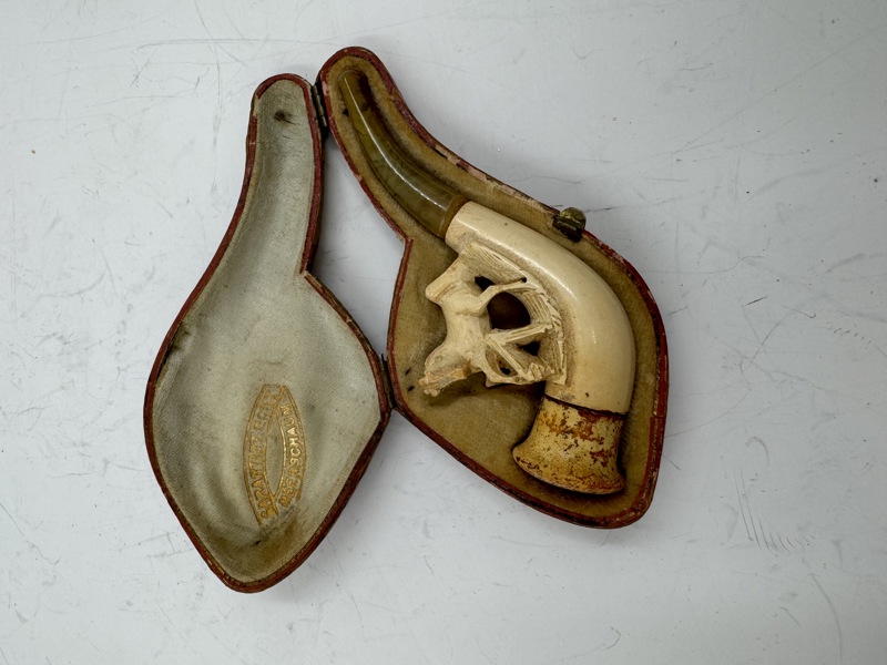 Antikk Merskum Pipe i etui