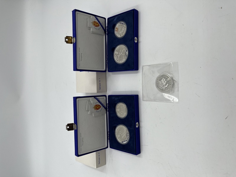 5 stk OL mynter i sølv.