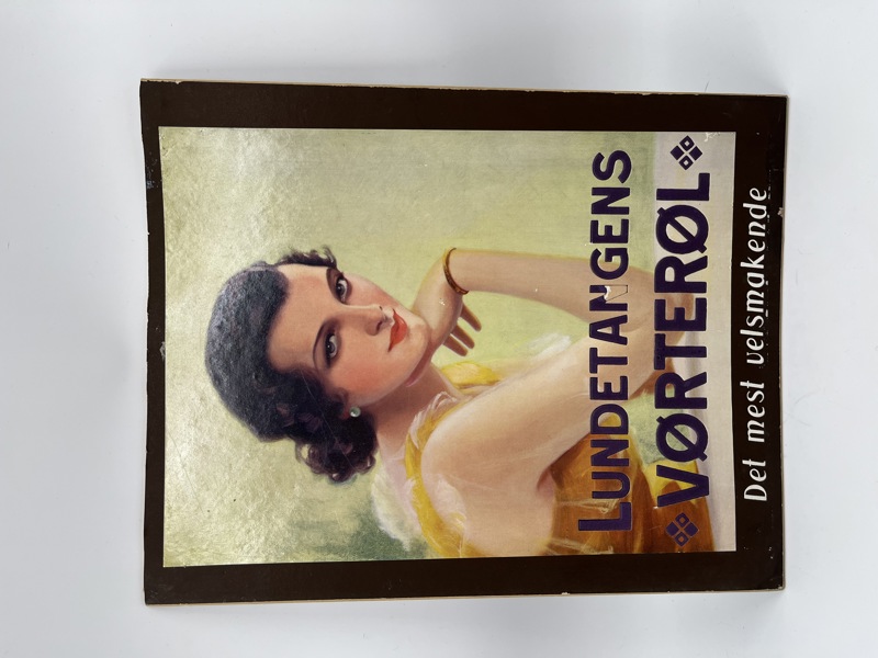 sjelden Eldre papp plakat med Lundetangen reklame.