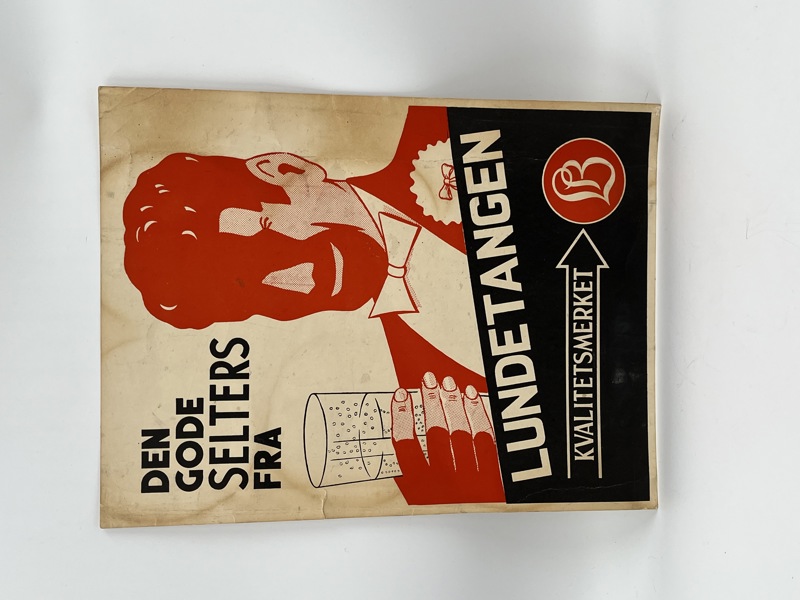 Sjelden Eldre papp plakat med reklame for Den gode selters fra Lundetangens