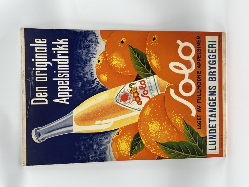 Eldre sjelden papp plakat med reklame fra Lundetangens Bryggeri