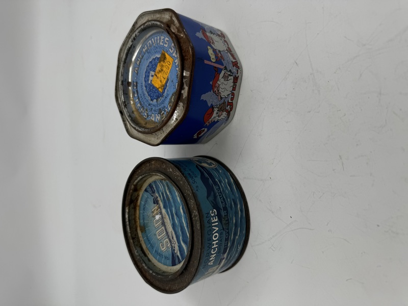 2 stk eldre Ansjosbokser m/ lokk