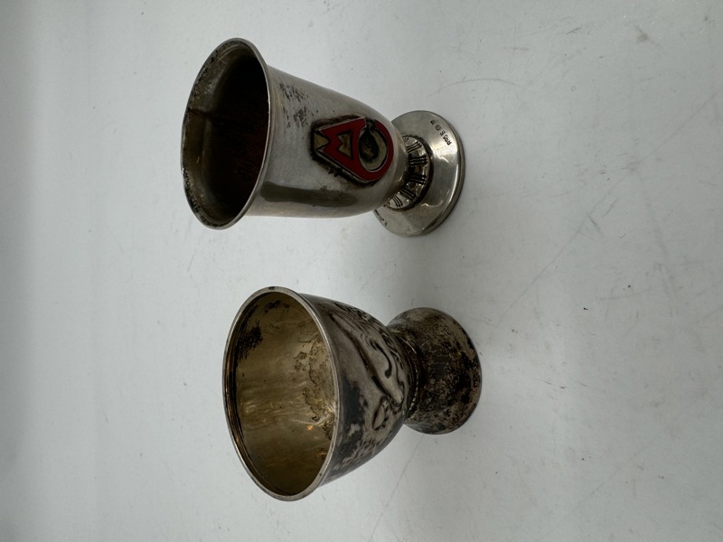 Sølvpokal margarin c + eggeglass ant sølv