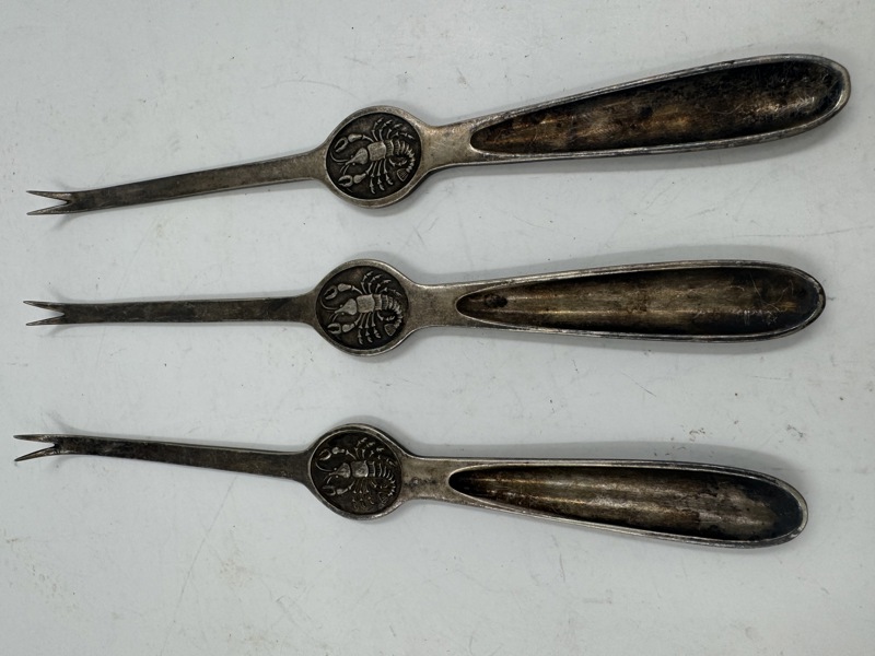 3 stk Hummergaffler sølv 