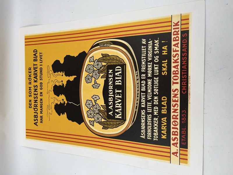 Asbjørnsens plakat ant slutten av 1900 tallet