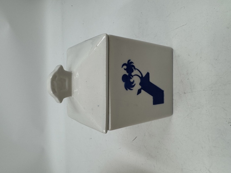 Melange gml smør krukke m/ lokk