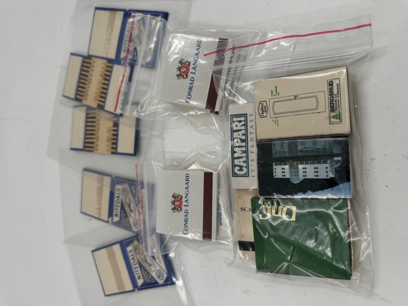 Lott ubrukte/ brukte fyrstikker m reklame