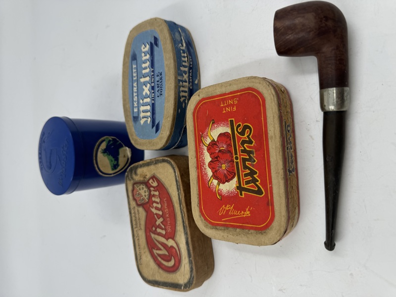 Lott 4 stk Tomme tobakkesker blue master + pipe