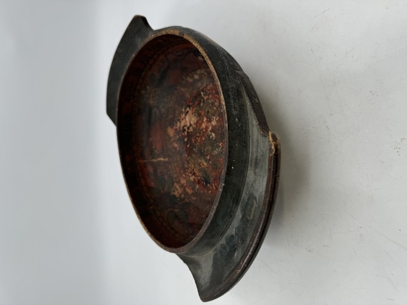 Stor 1800-talls 1819 Vengebolle med rosemaling + drikkevers