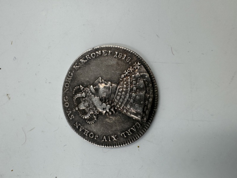 Sølv medalje tekst med 1818